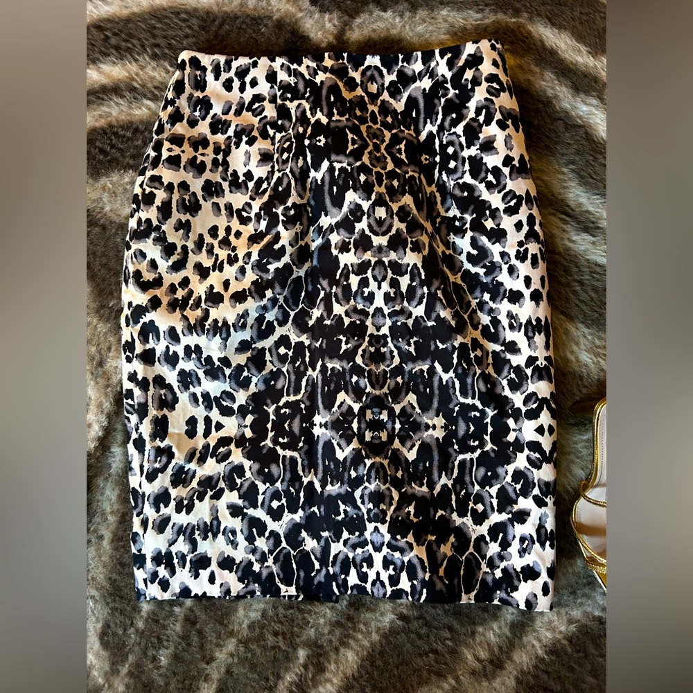 NWOT White and Leopard Skirt by Mossino